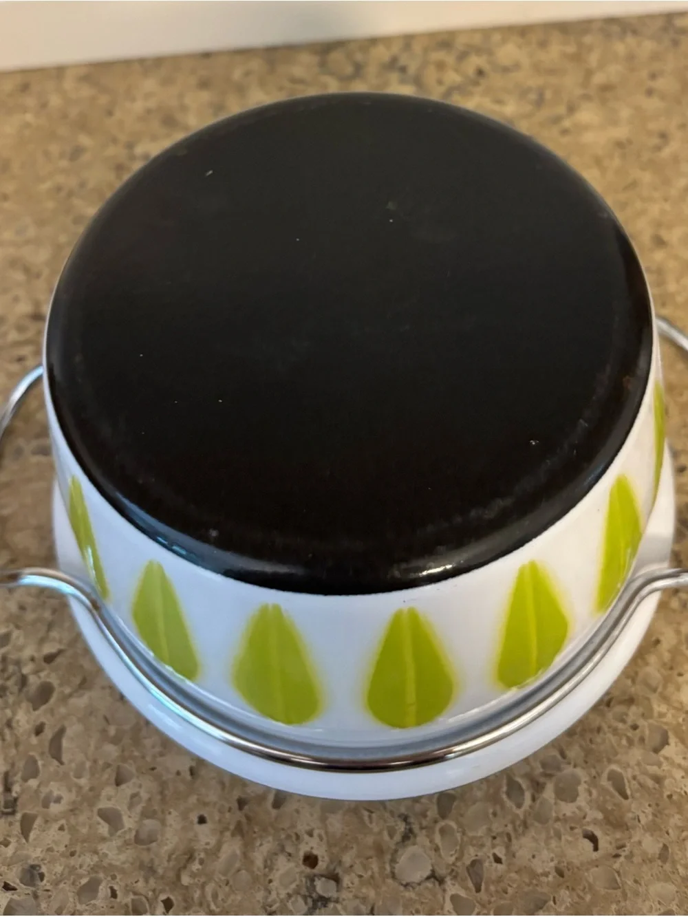 Vintage Catherine Holm Norway Lotus Enamel 6” Dutch Oven MCM w/ Handle